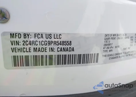 2023 Chrysler Voyager Lx из США, поврежденный, VIN 2C4RC1CG9PR548558